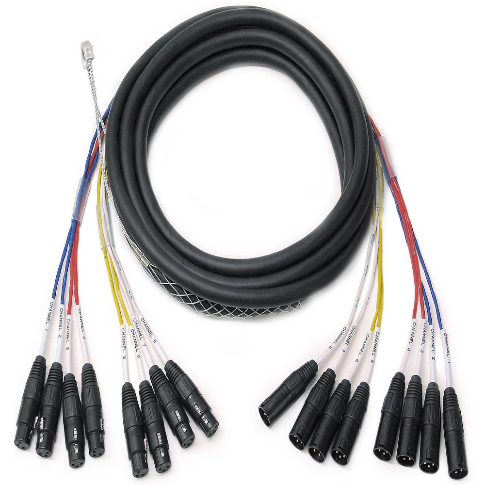 Cable, 8-Channel Dual Fantail XLR Snake, M/F, 100'