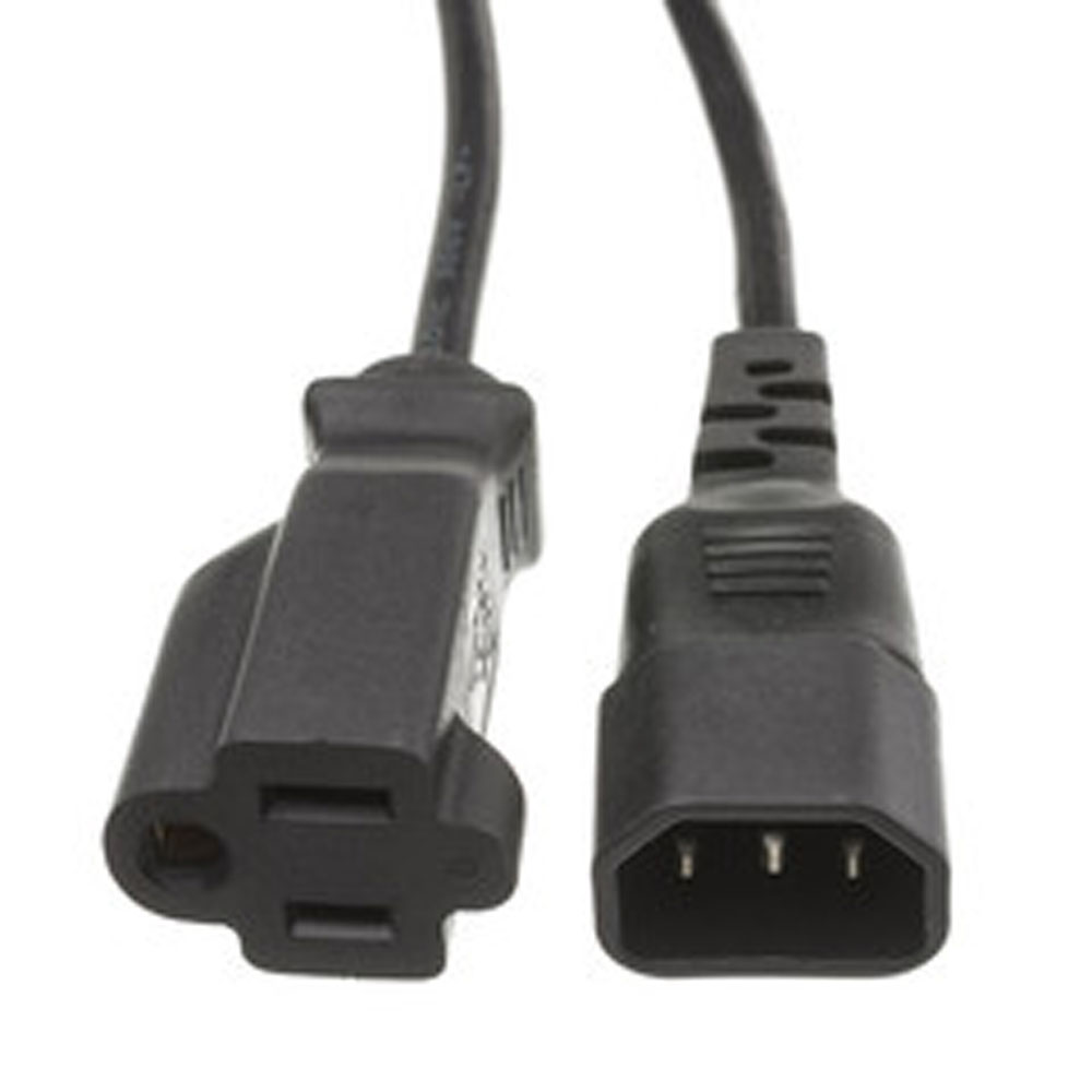 Power Cord, C13 Male / NEMA5/15R, UL, Black, 1' Compatible Cable Inc